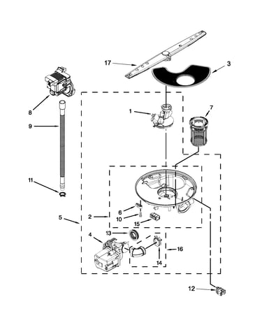 Pump, washarm and motor parts