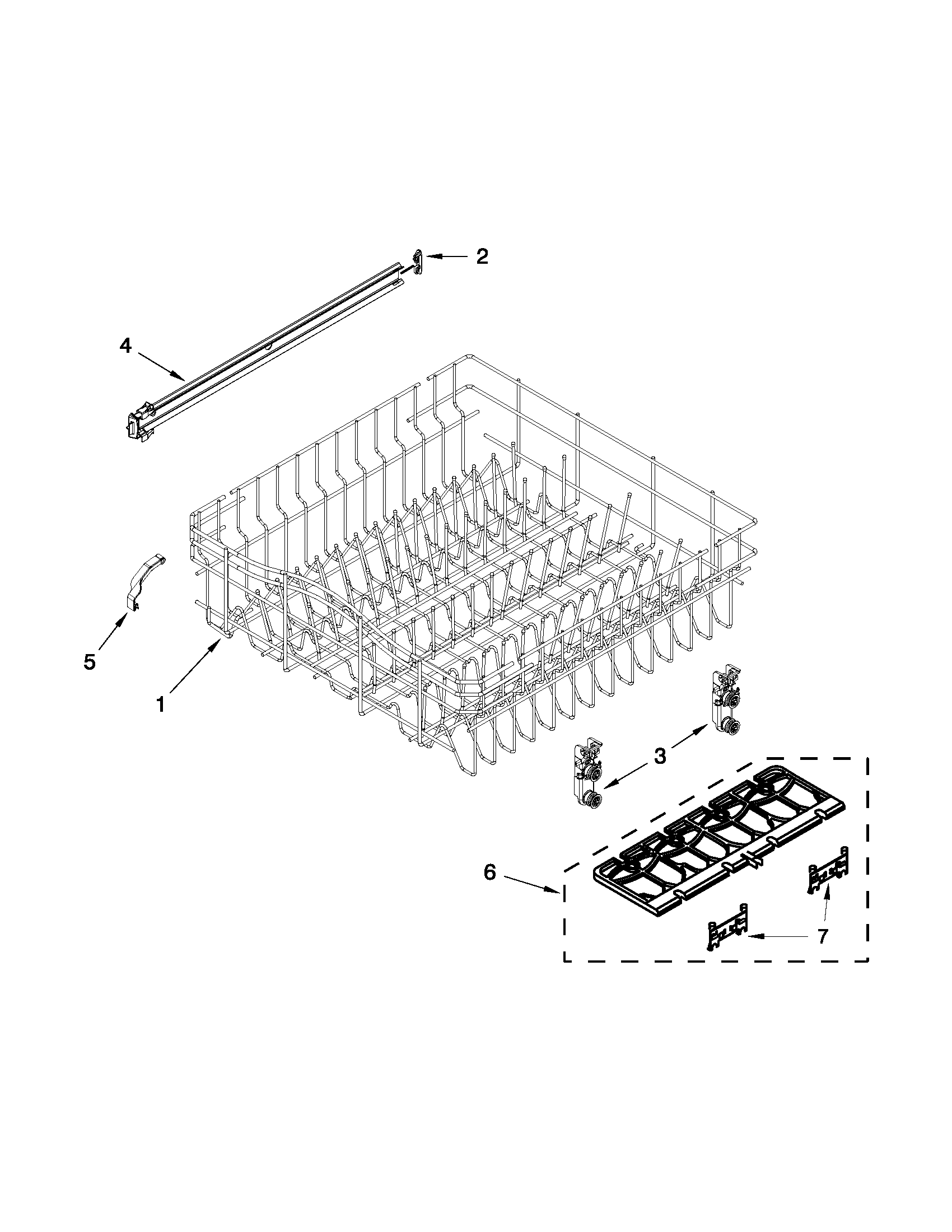 Upper rack and track parts