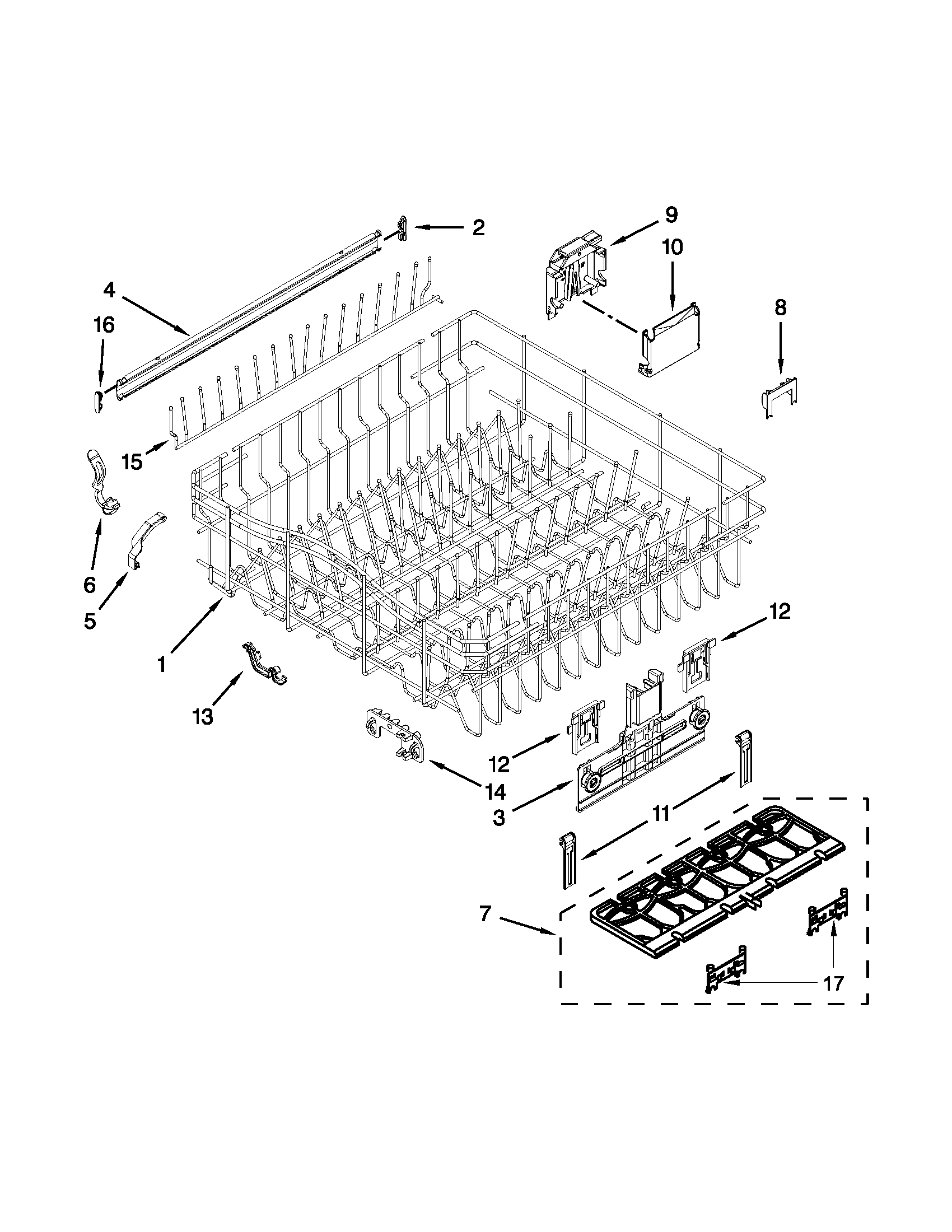 UPPER RACK AND TRACK PARTS