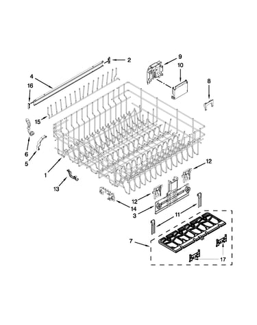 Upper rack and track parts