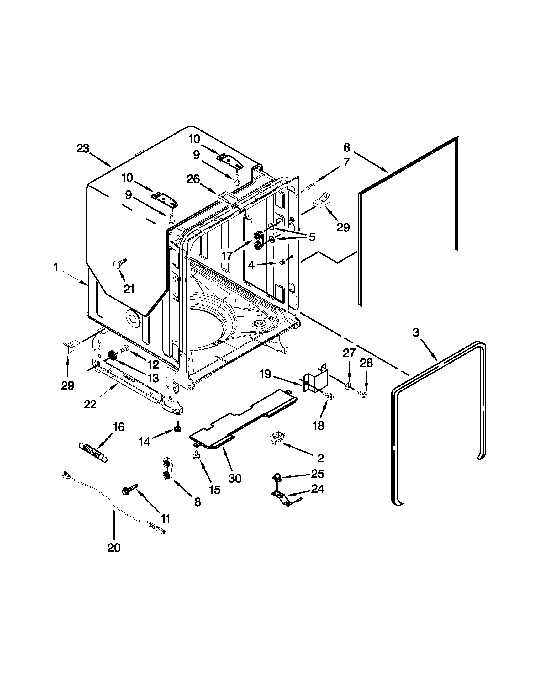 Tub and frame parts