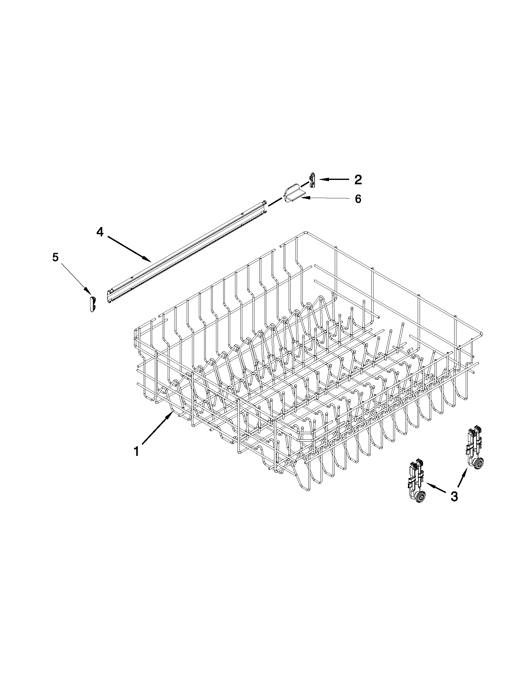 Upper rack and track parts