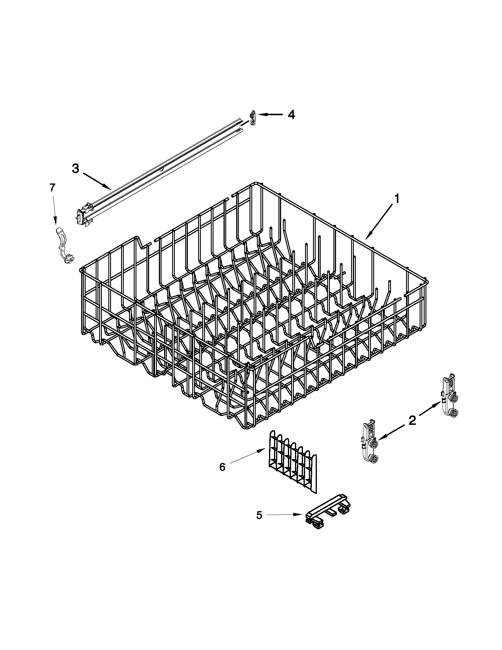 Upper rack and track parts
