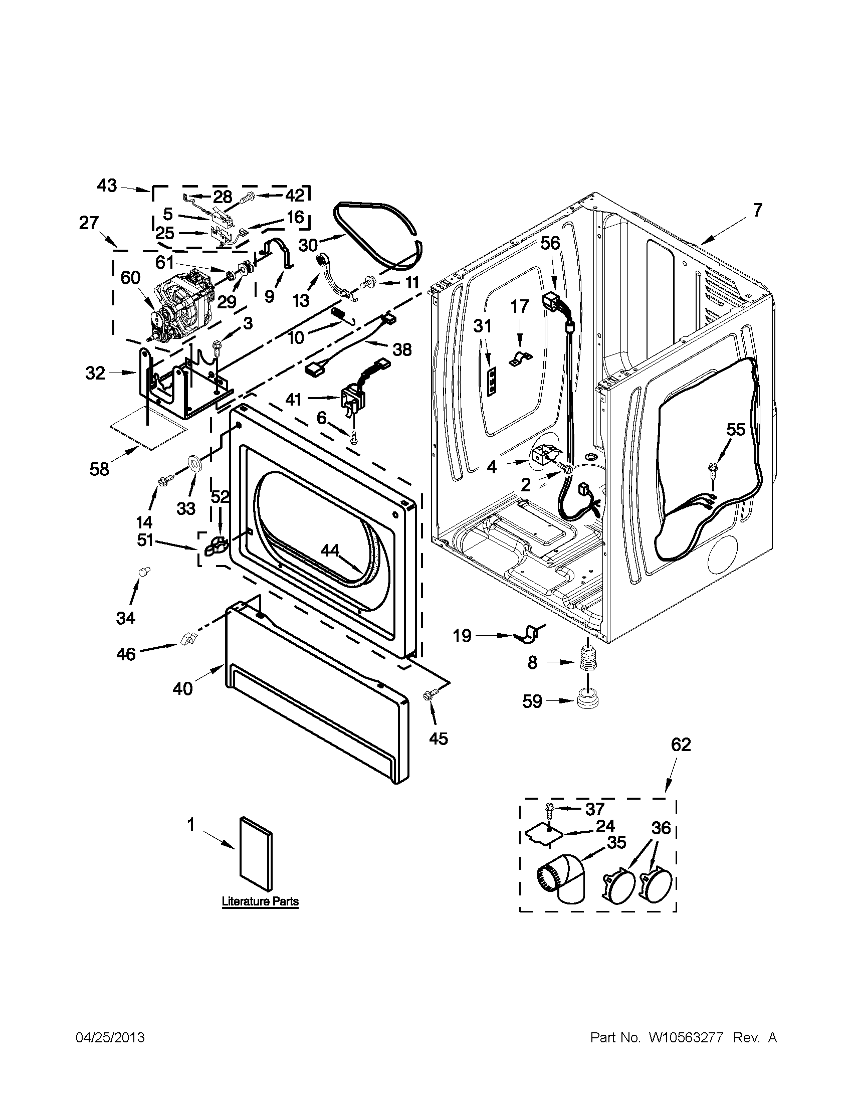 Lower cabinet and front panel parts
