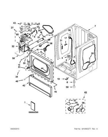 Lower cabinet and front panel parts
