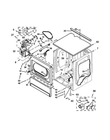 Upper cabinet and front panel parts