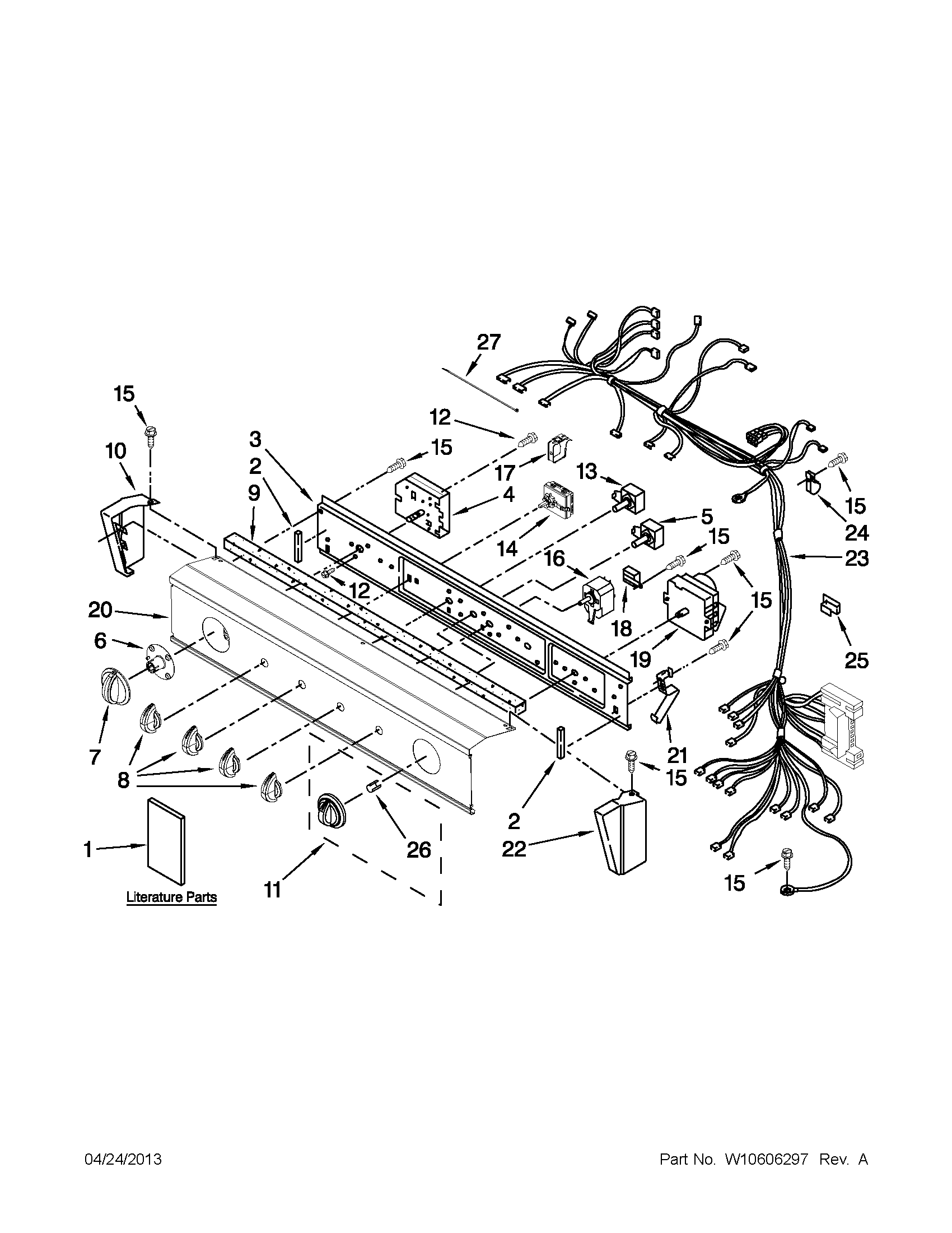 Washer/dryer control panel parts