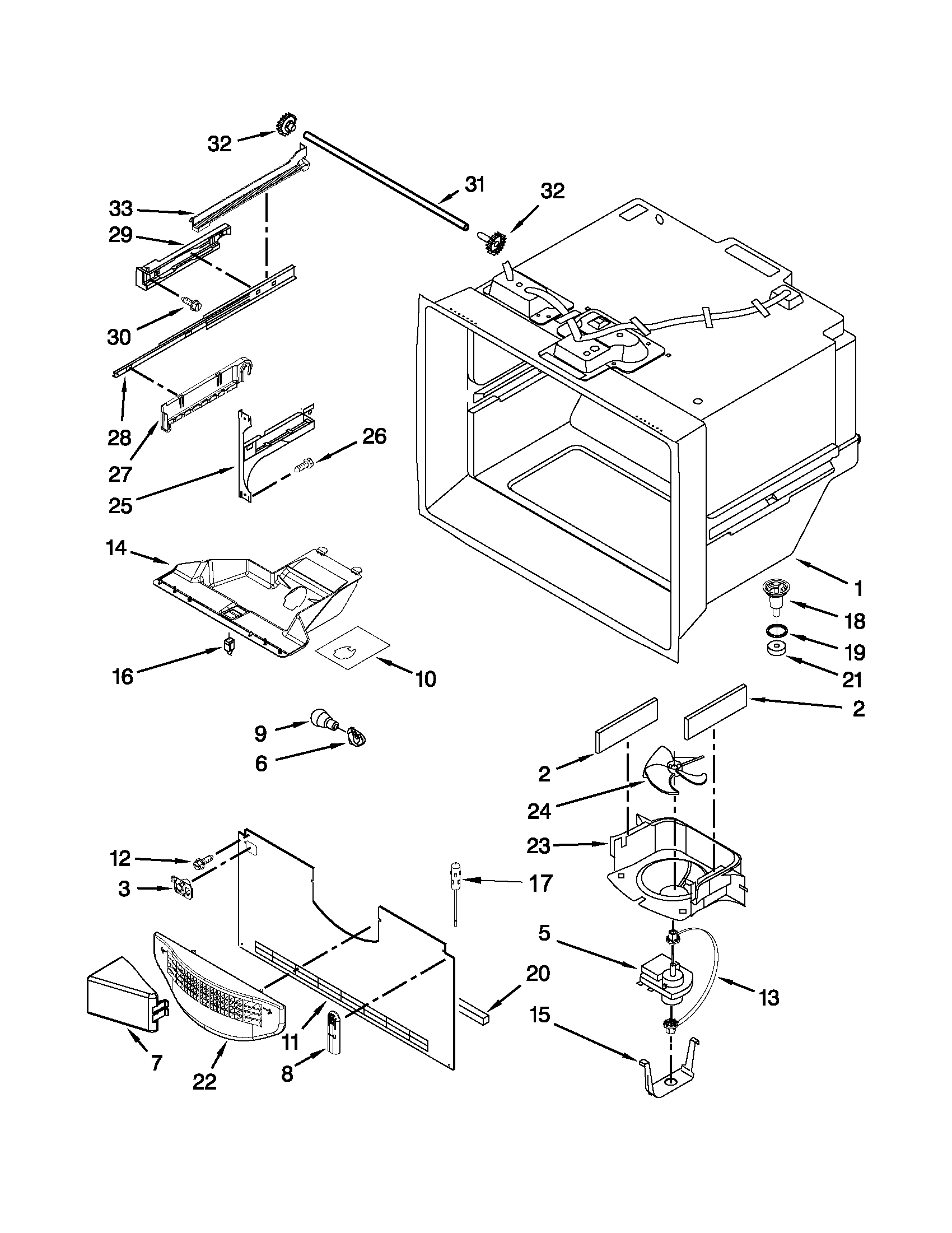 Freezer liner parts