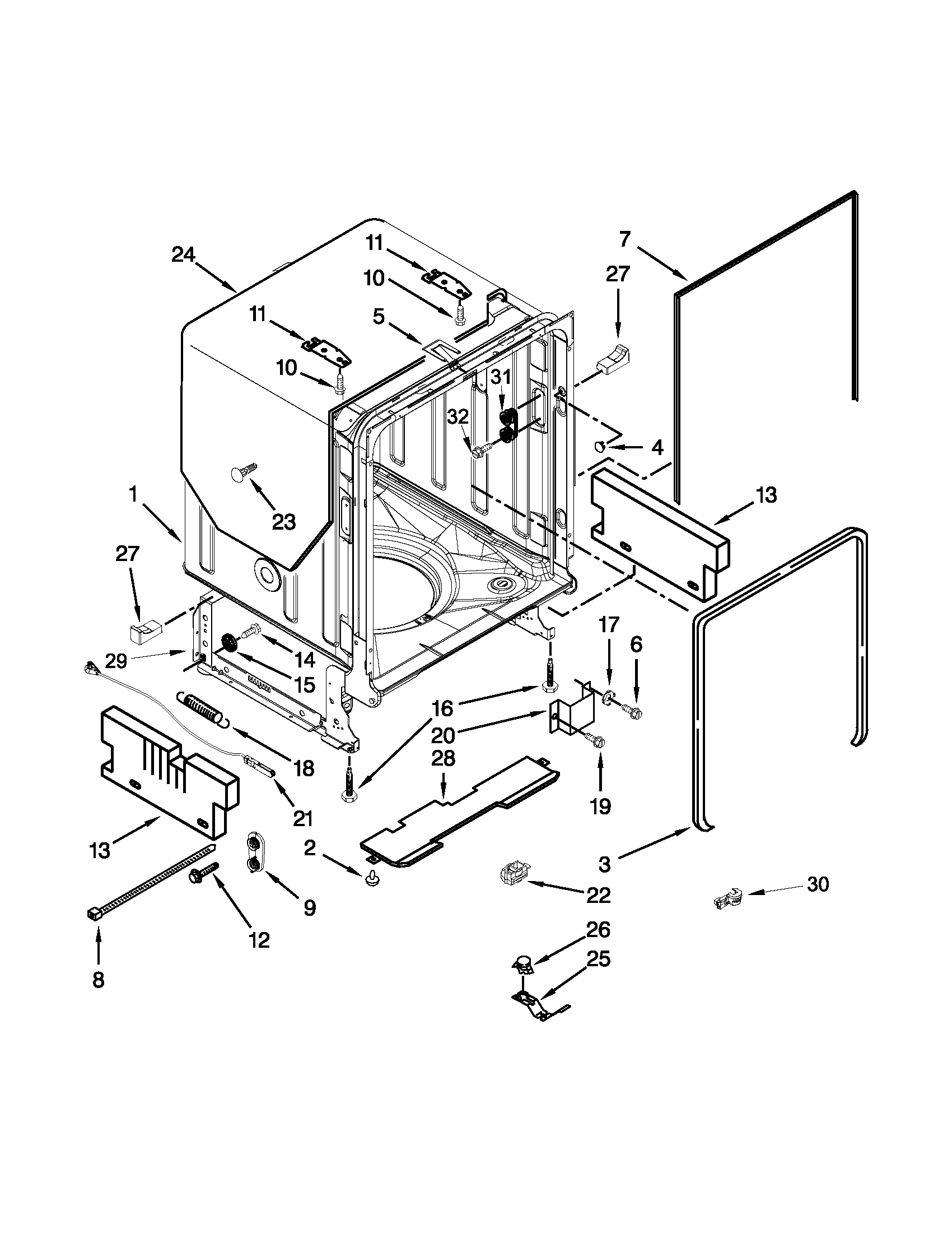 TUB AND FRAME PARTS