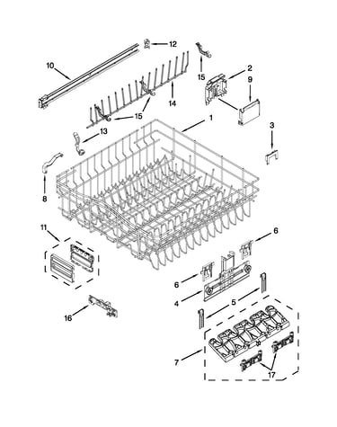 Upper rack and track parts
