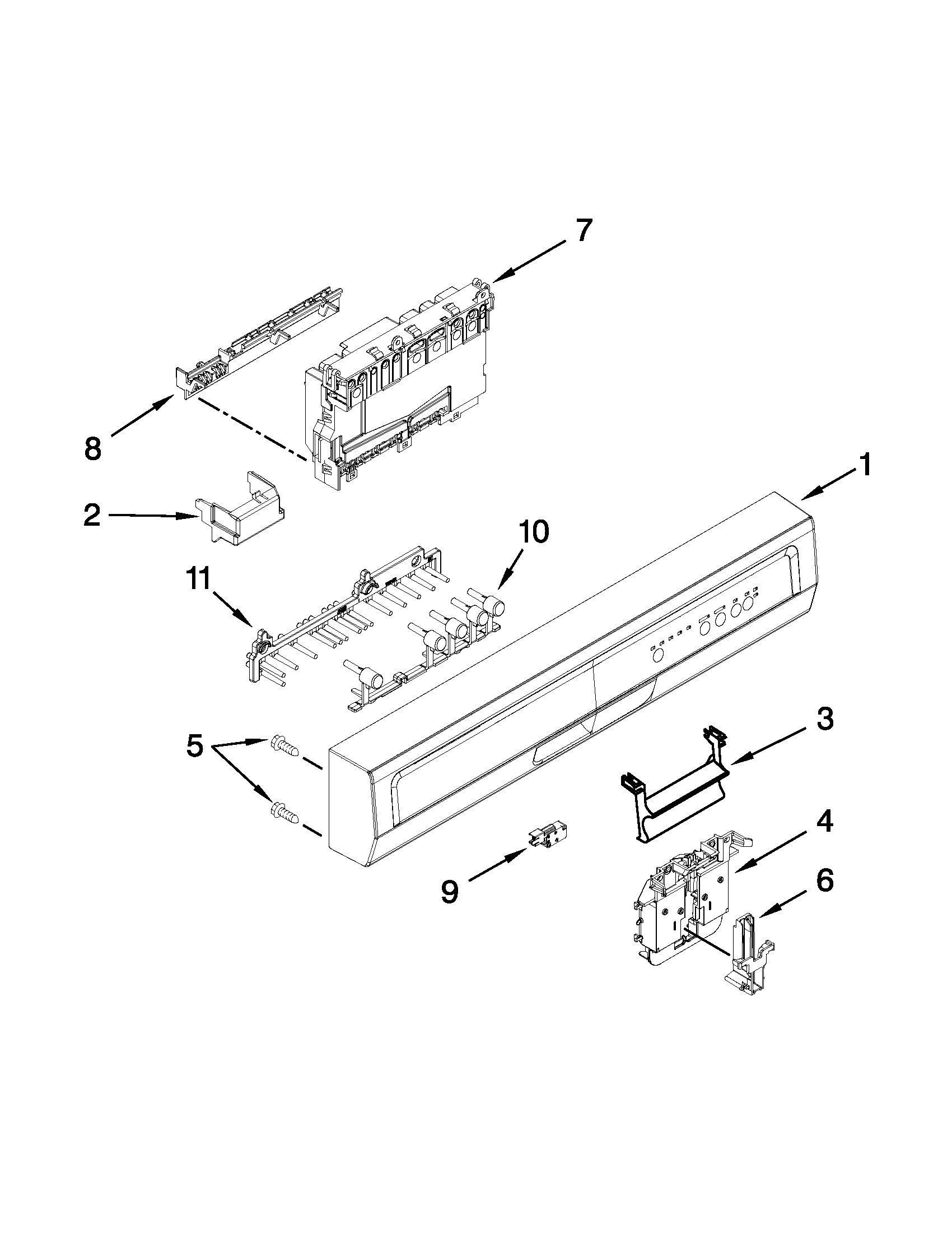 Control panel and latch parts