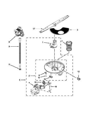 Pump, washarm and motor parts