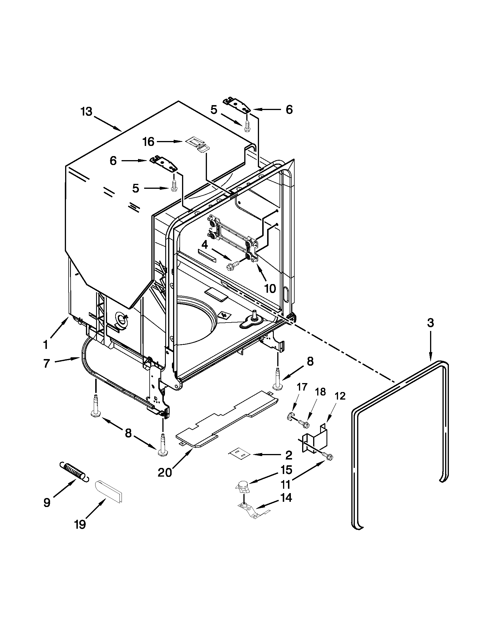 TUB AND FRAME PARTS