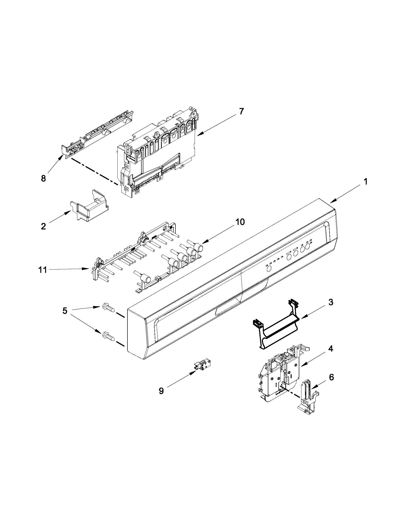 Control panel and latch parts
