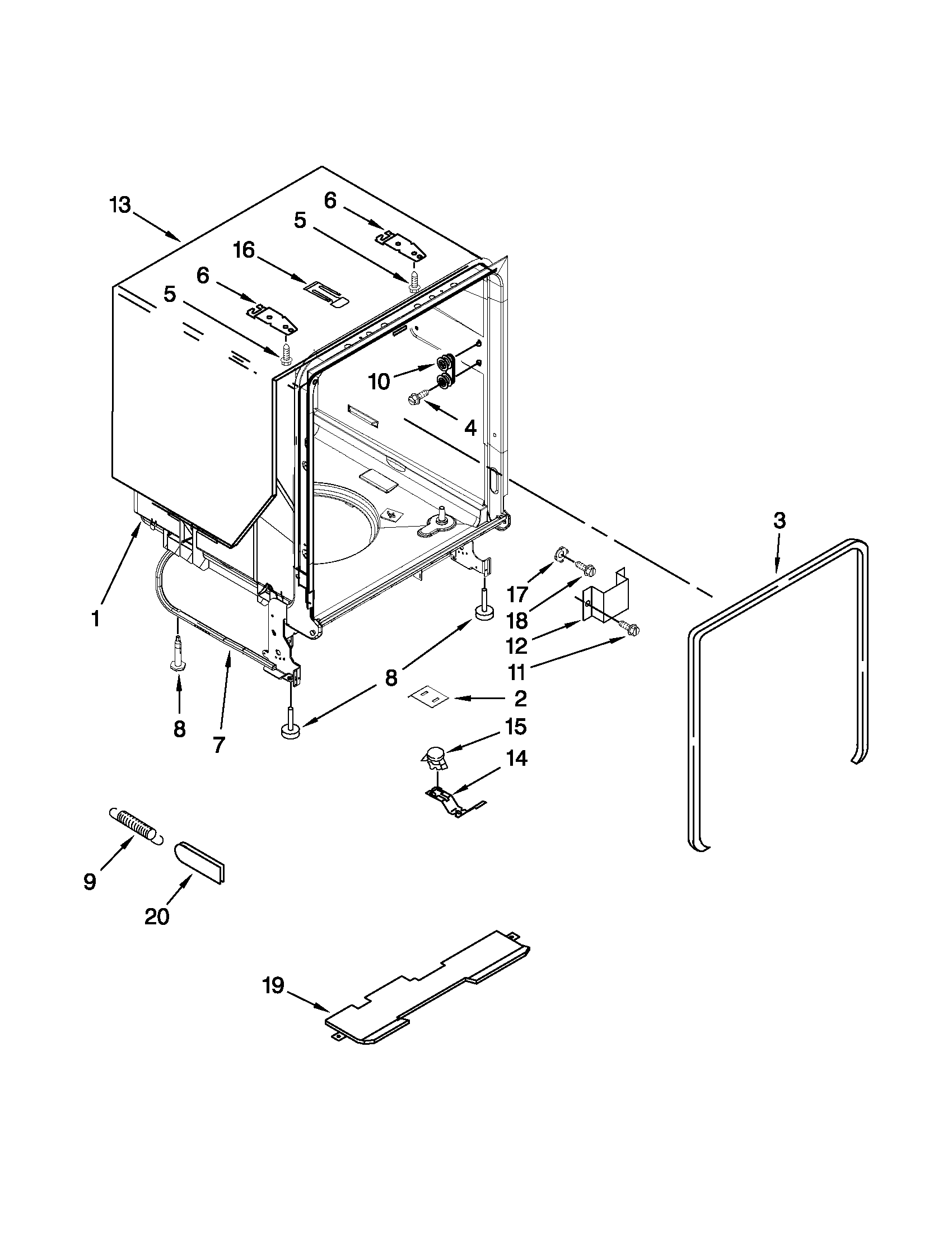 TUB AND FRAME PARTS