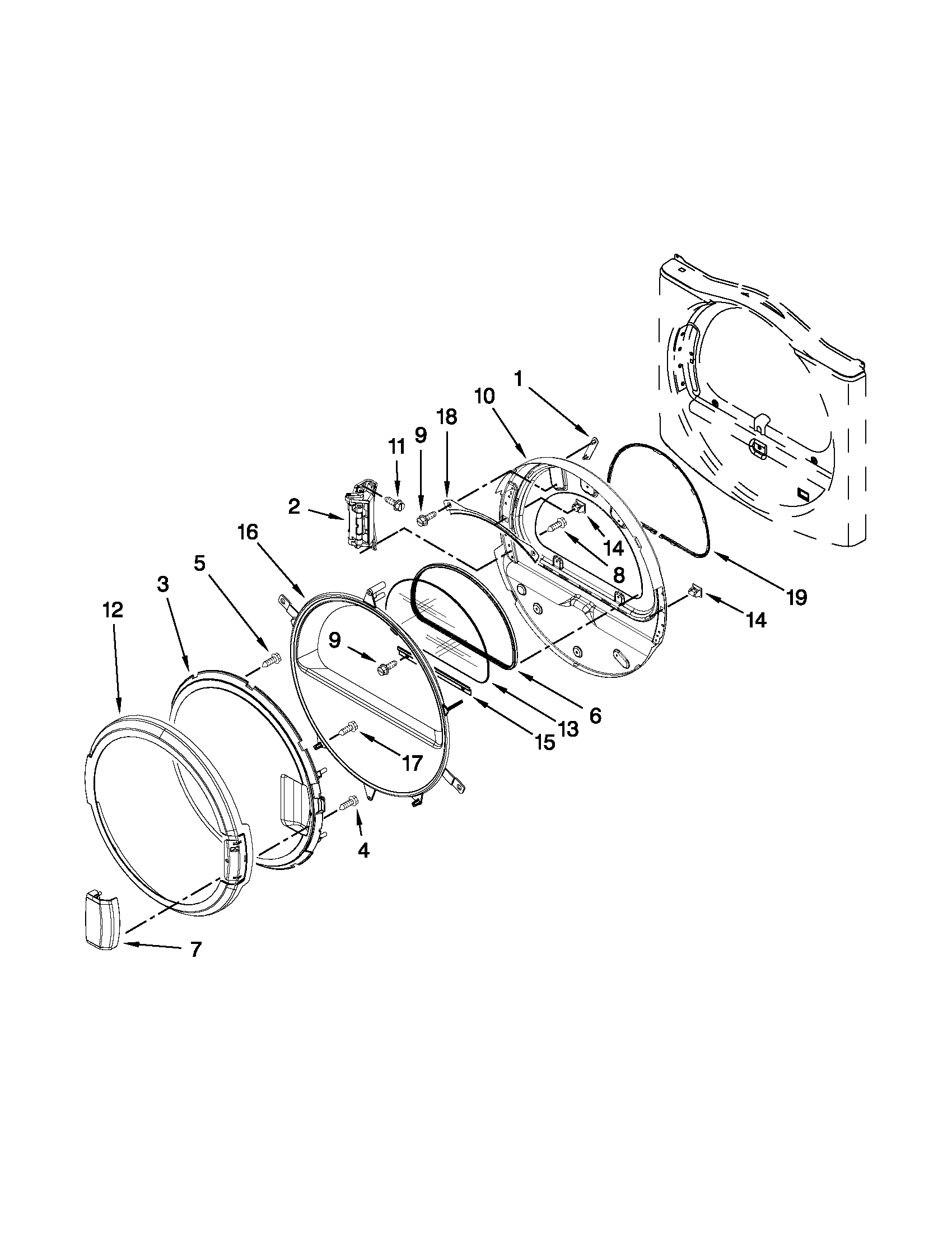 Dryer door parts