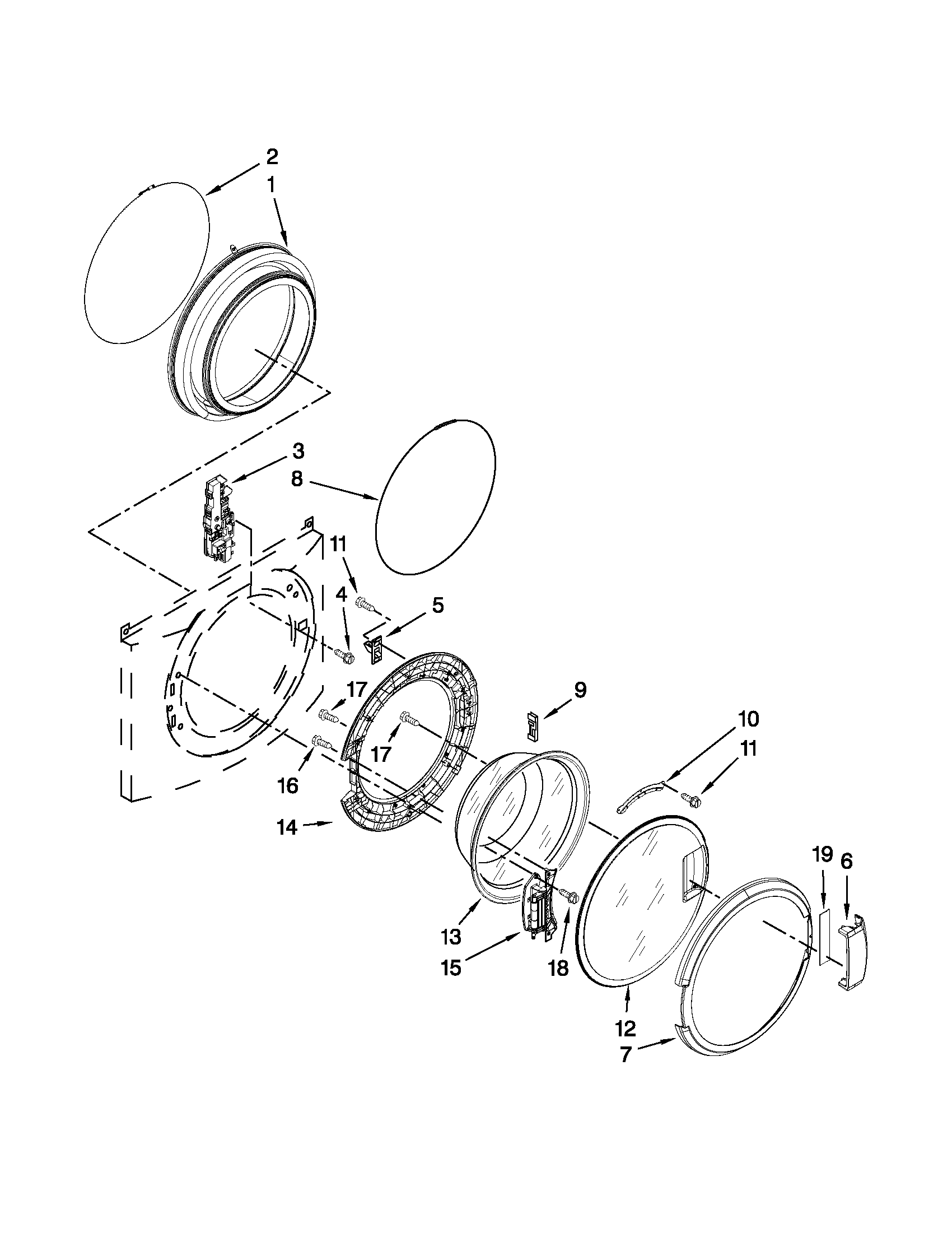 Washer door parts