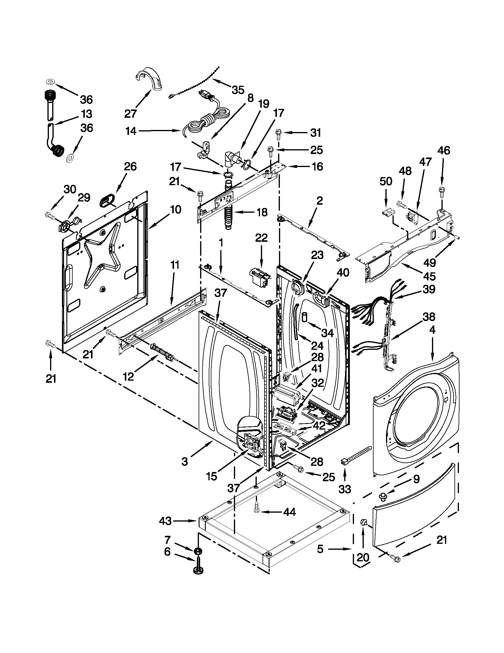 Washer cabinet parts