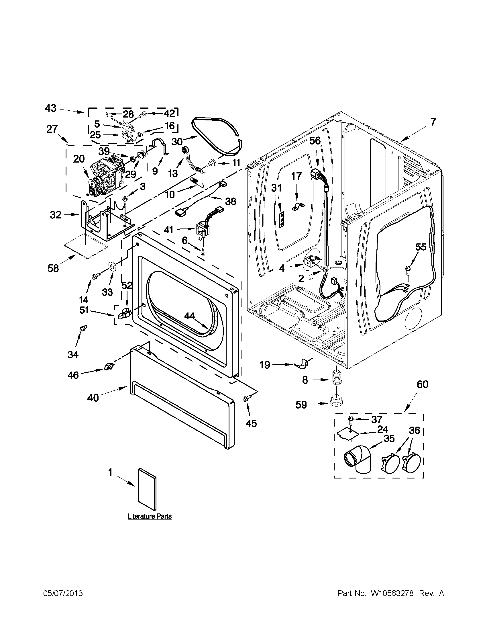 Lower cabinet and front panel parts