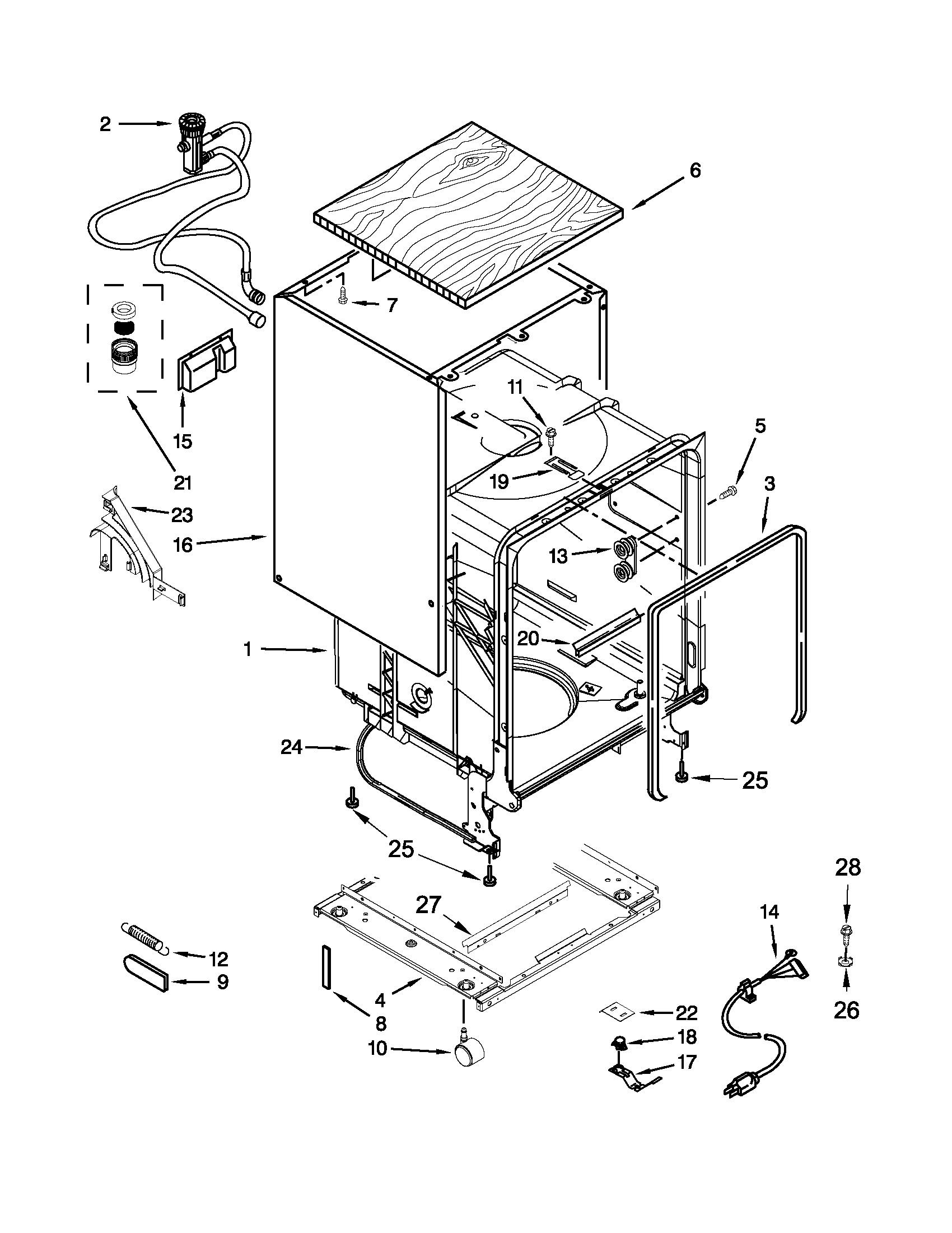 TUB AND FRAME PARTS