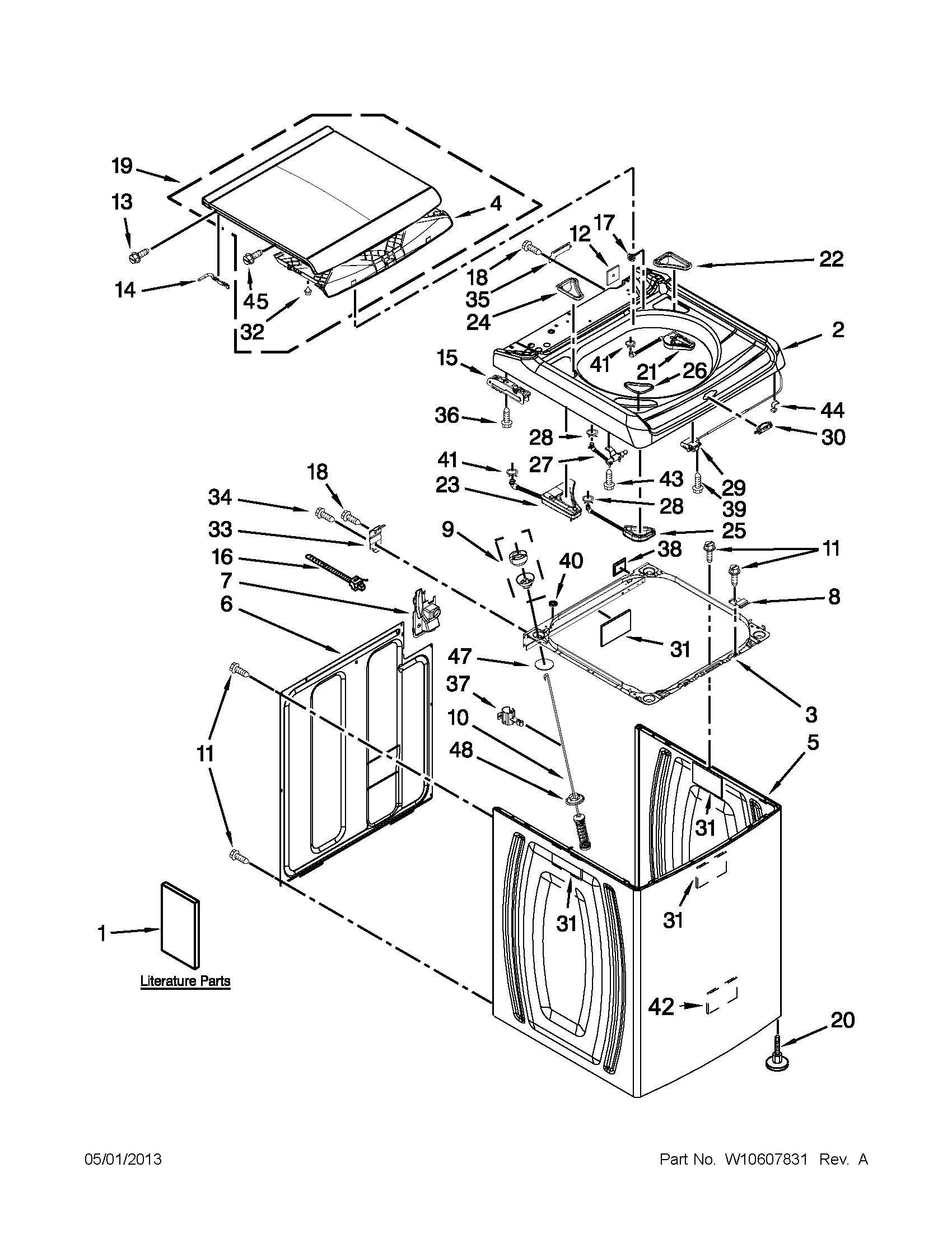 Top and cabinet parts