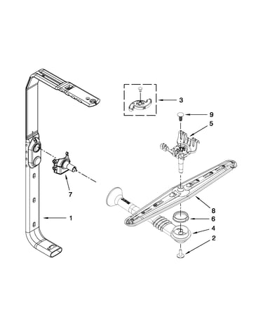 Upper wash and rinse parts