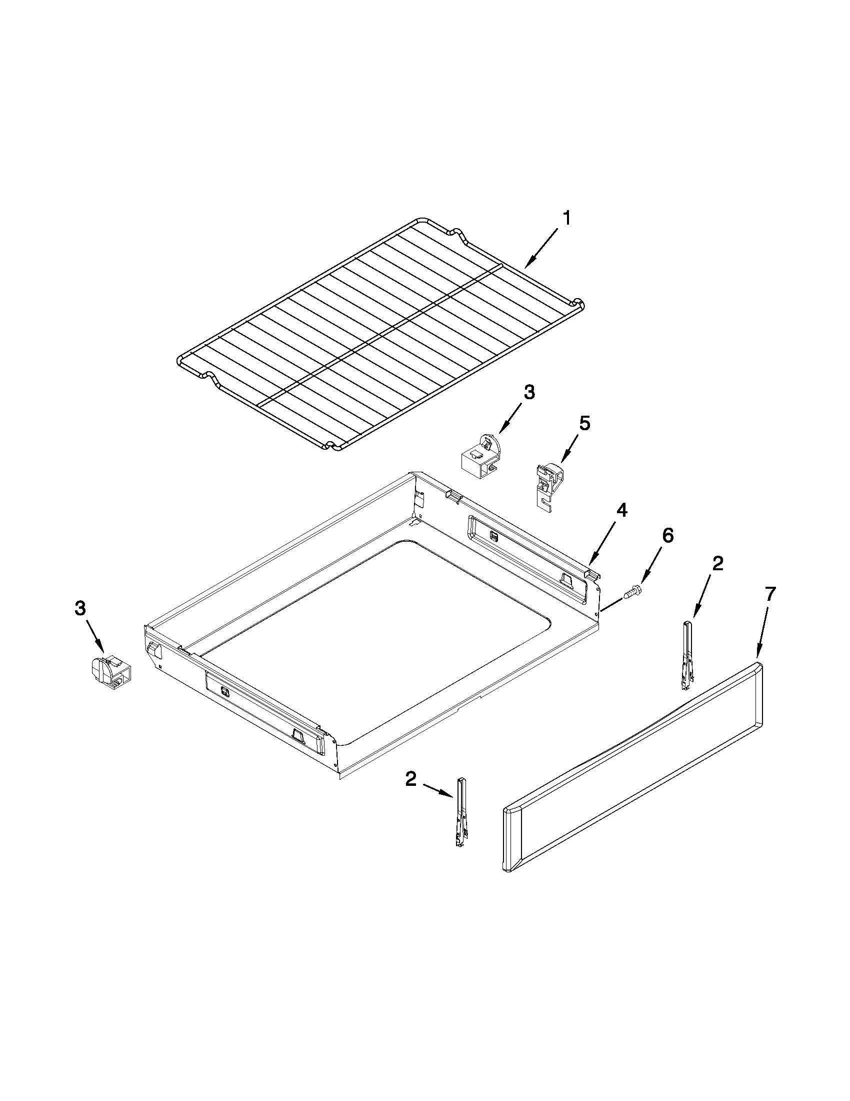 Drawer and rack parts