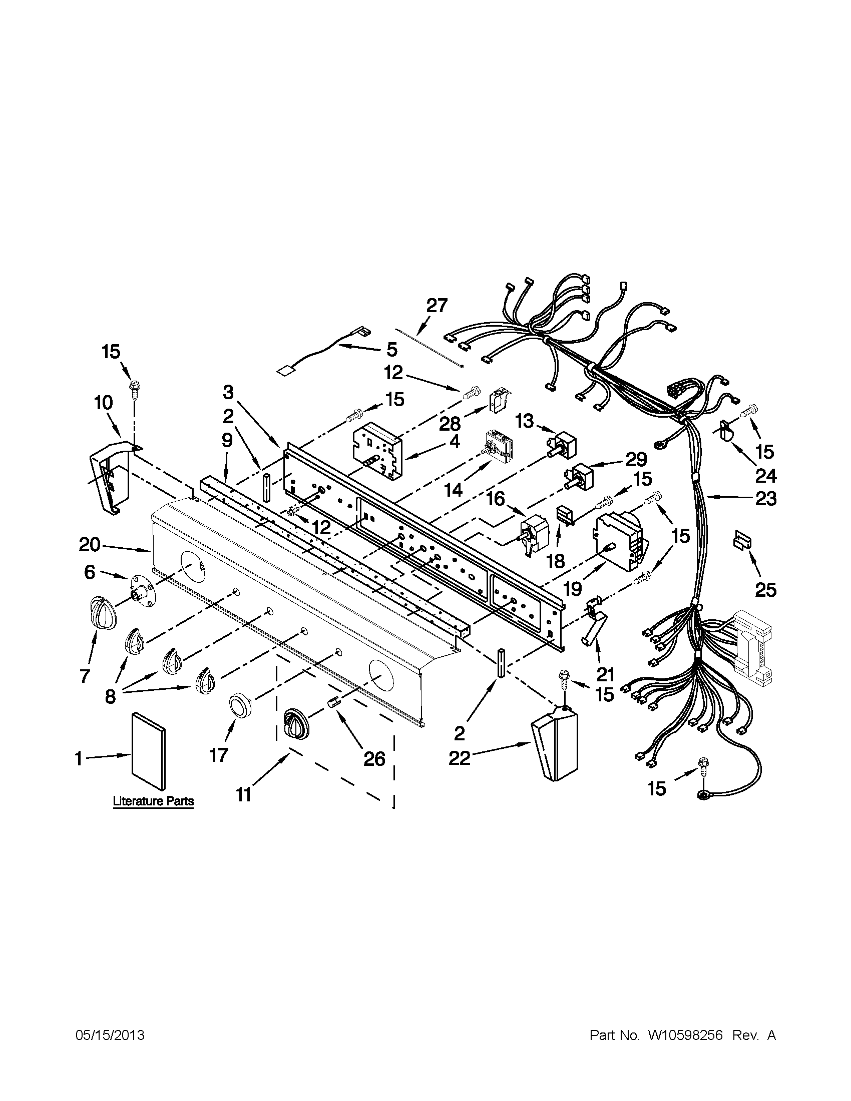 Washer/dryer control panel parts