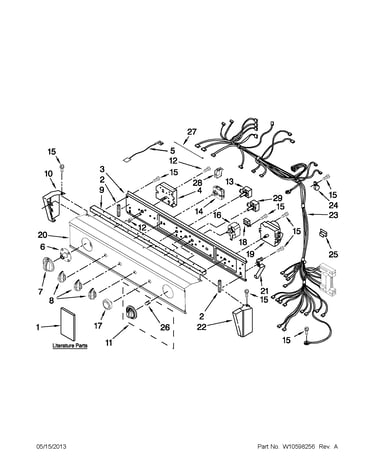 Washer/dryer control panel parts