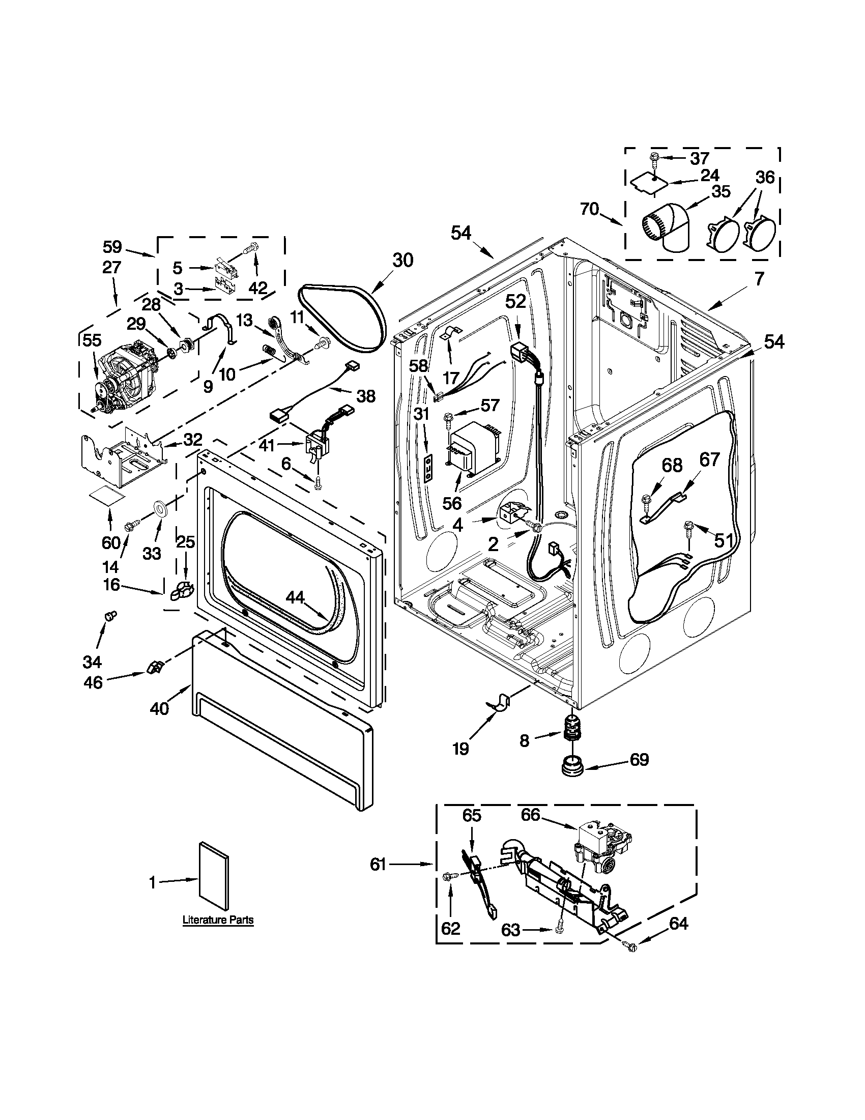 Lower cabinet and front panel parts