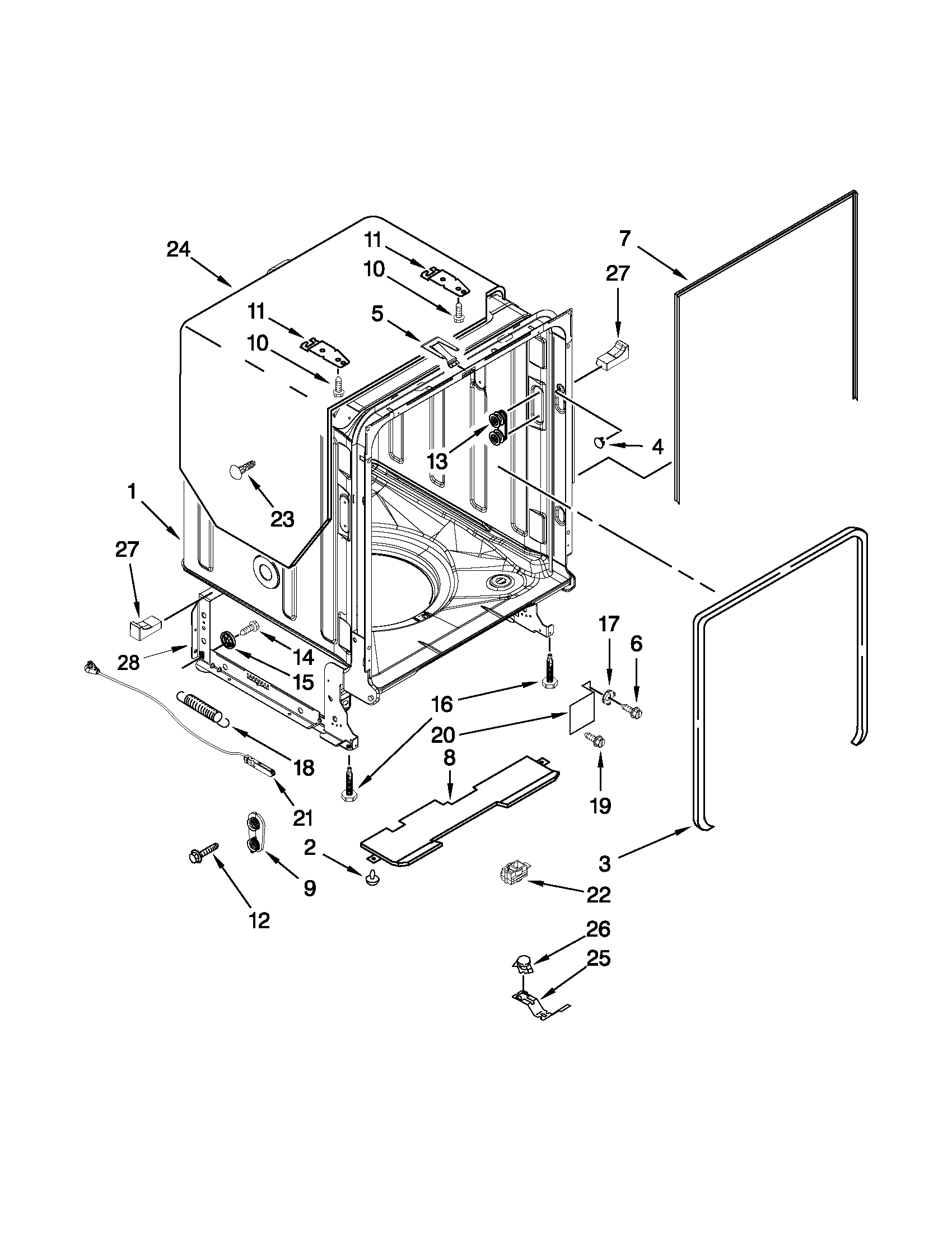 Tub and frame parts