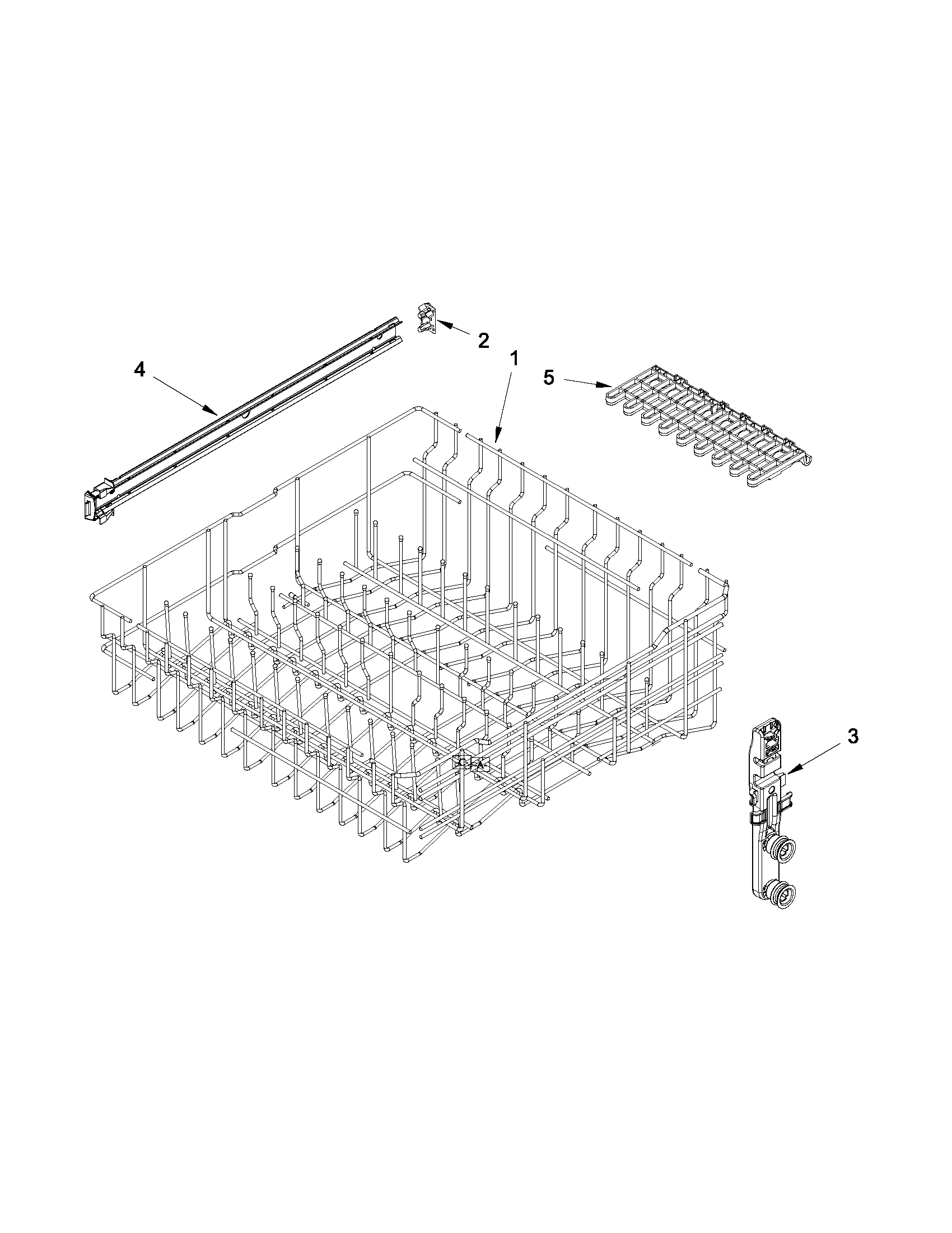 Upper rack and track parts