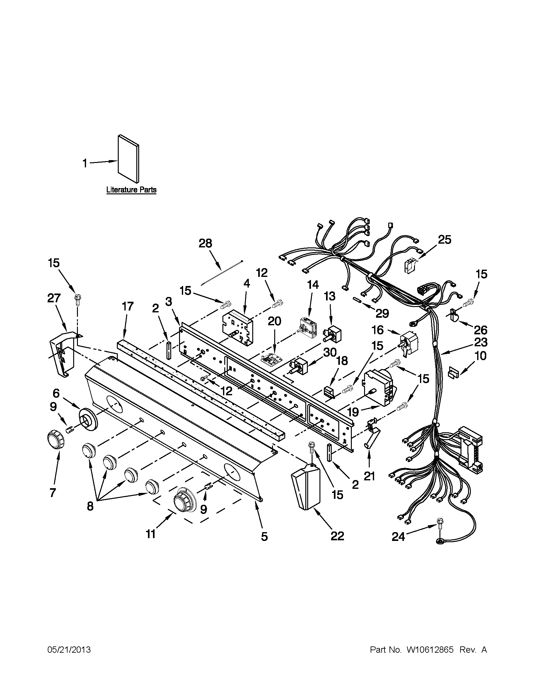 WASHER/DRYER CONTROL PANEL PARTS