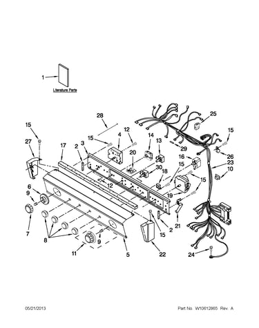 Washer/dryer control panel parts