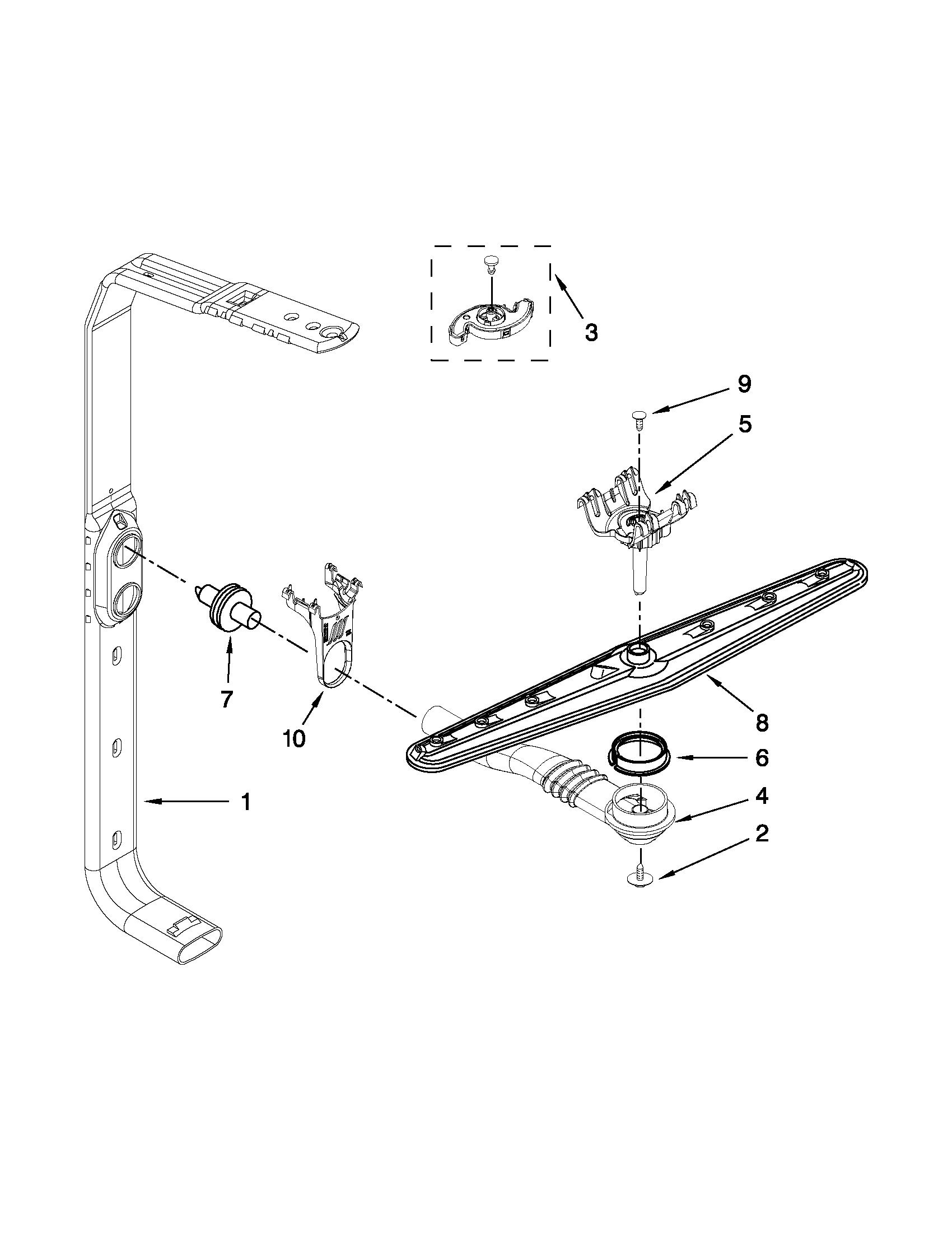 Upper wash and rinse parts