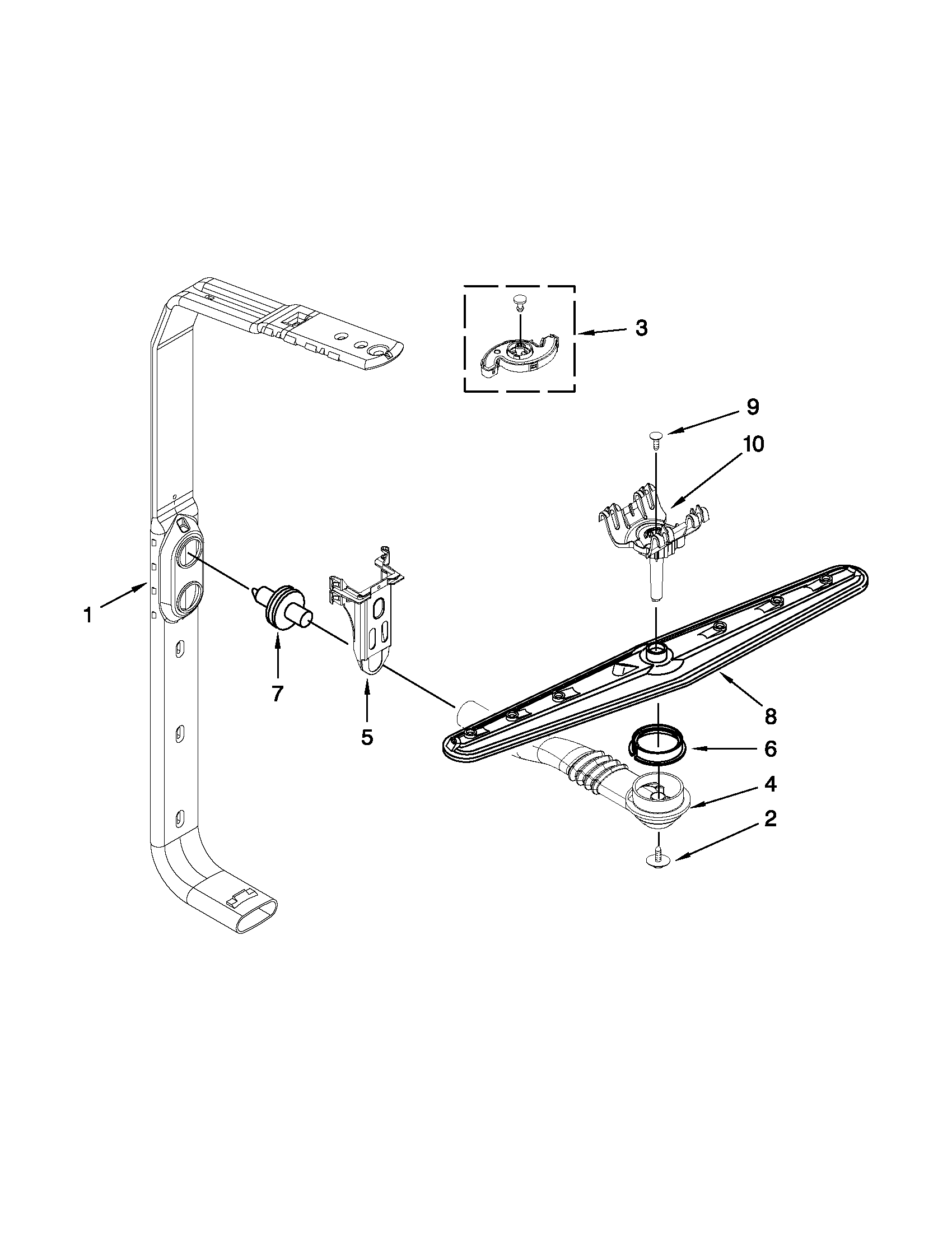 Upper wash and rinse parts