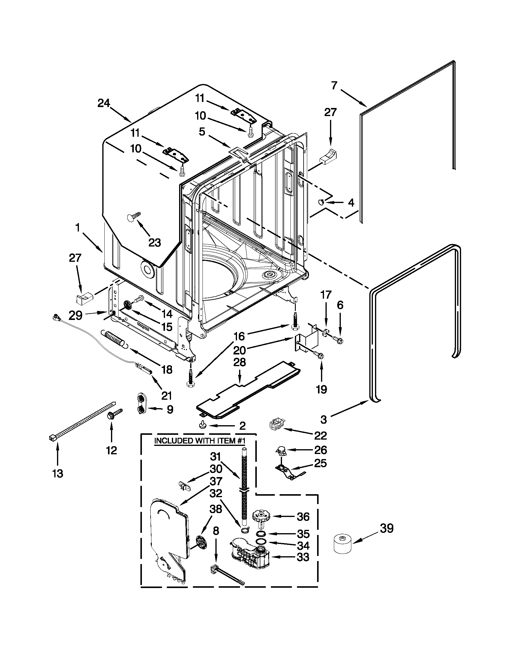 TUB AND FRAME PARTS