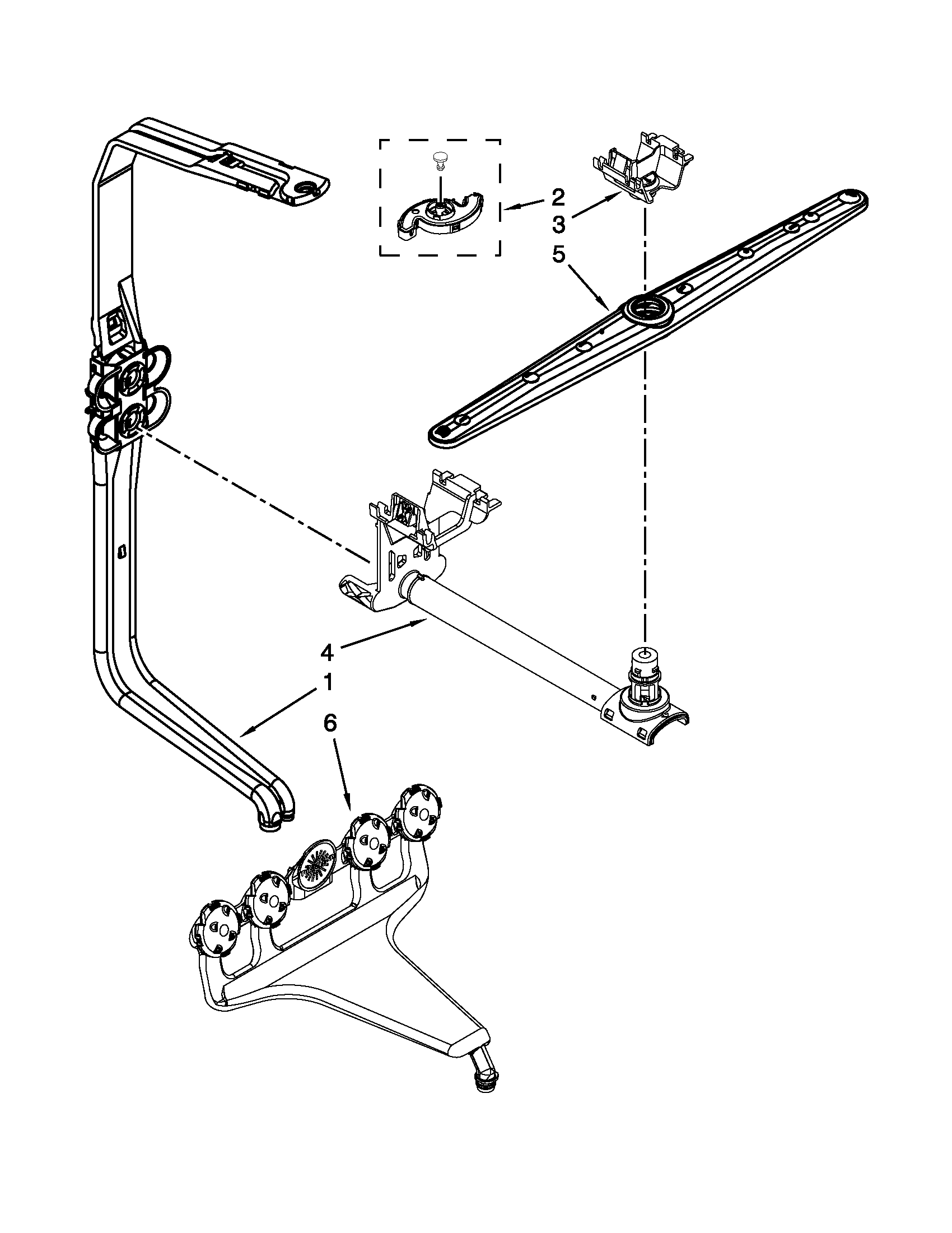 Upper wash and rinse parts