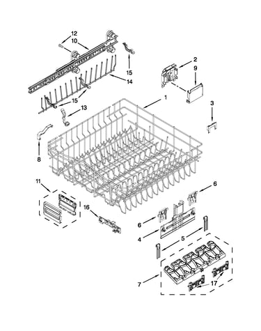 Upper rack and track parts