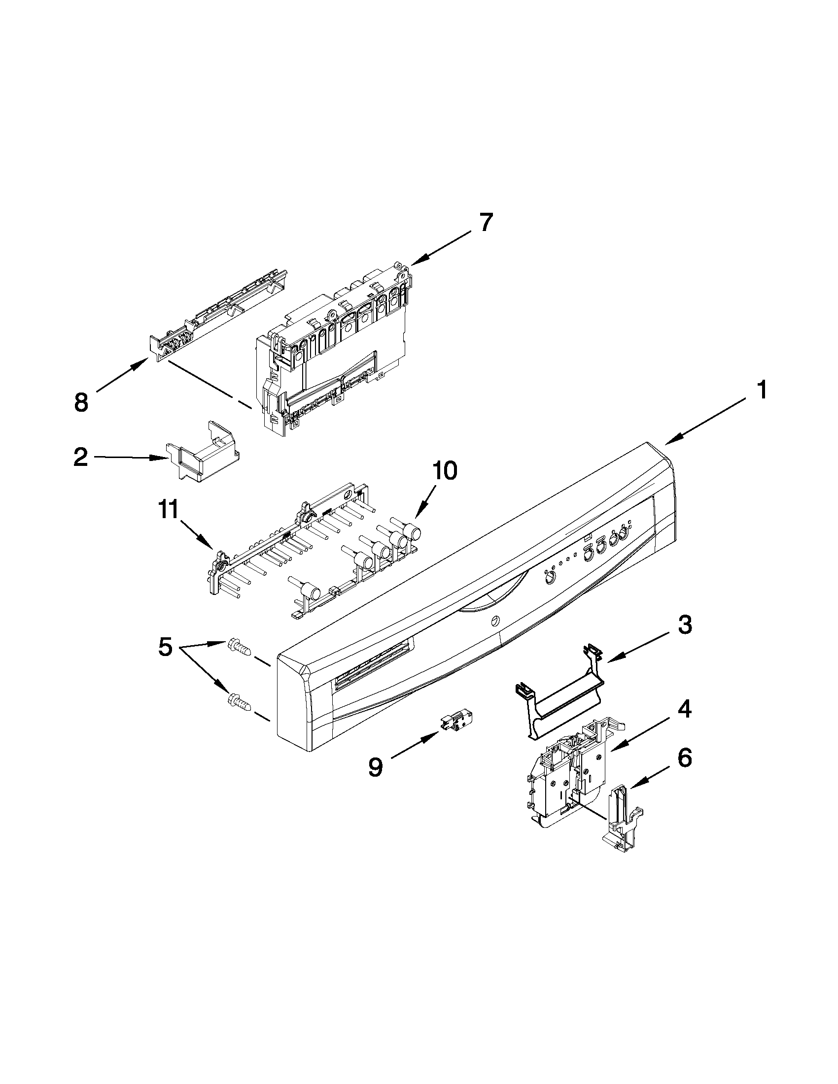 Control panel and latch parts