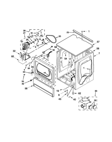 Upper cabinet and front panel parts
