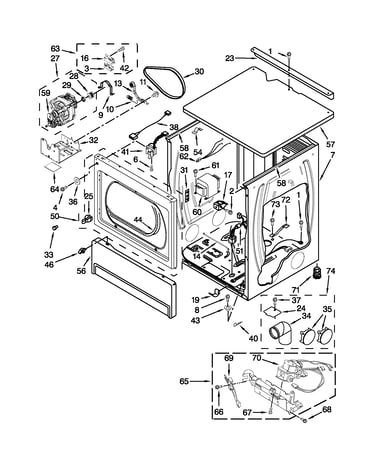 Upper cabinet and front panel parts