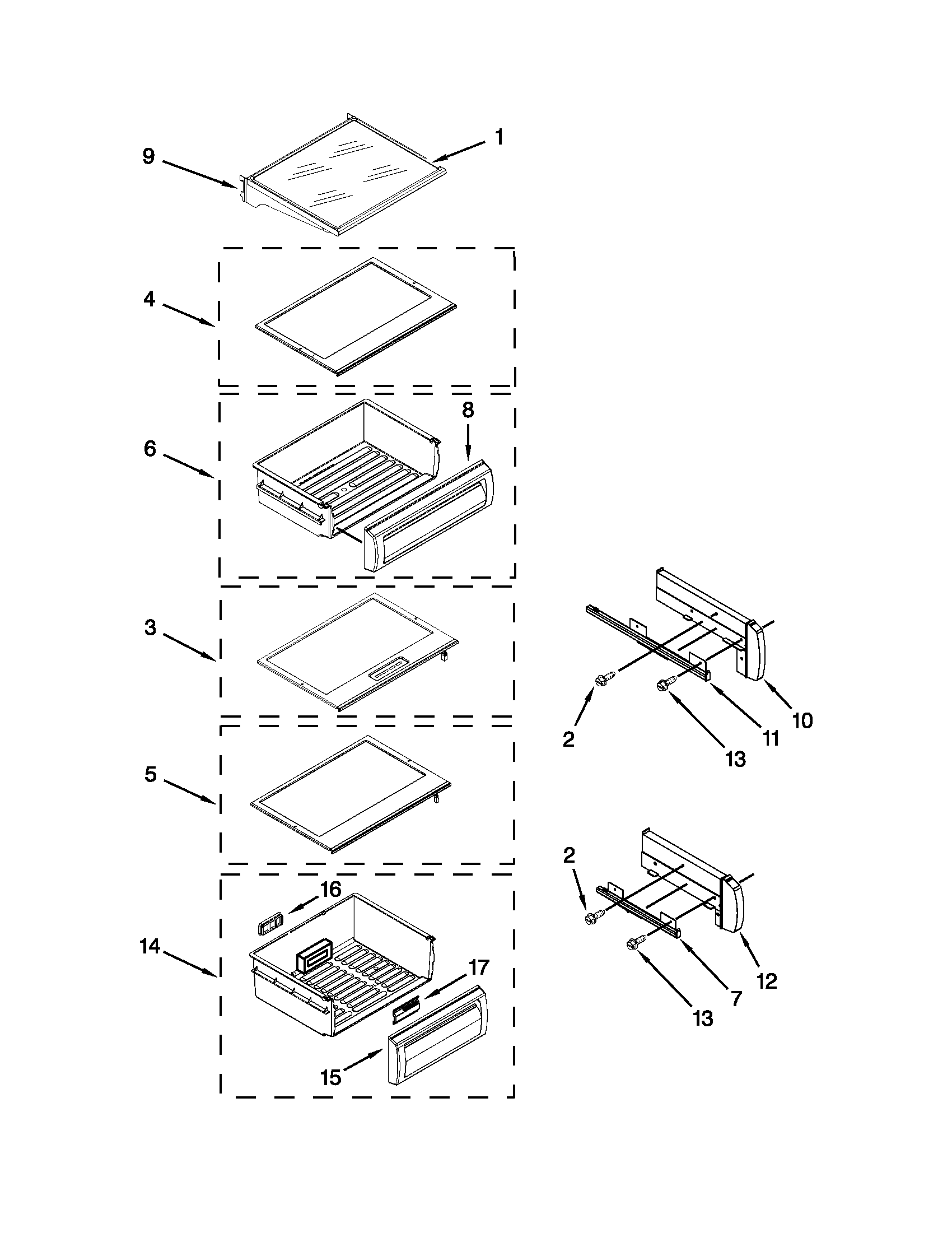Refrigerator shelf parts