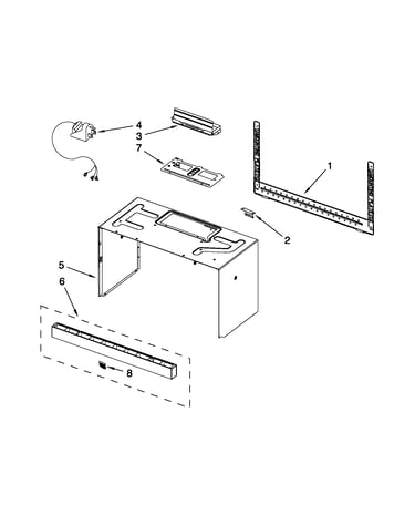Cabinet and installation parts