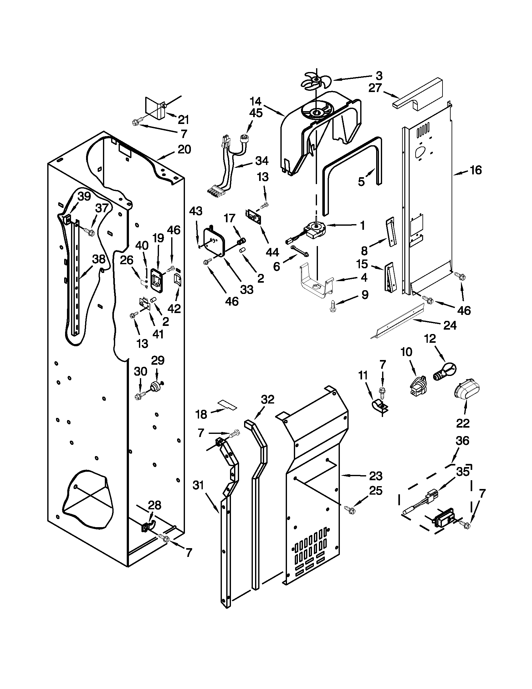 Freezer liner and air flow parts
