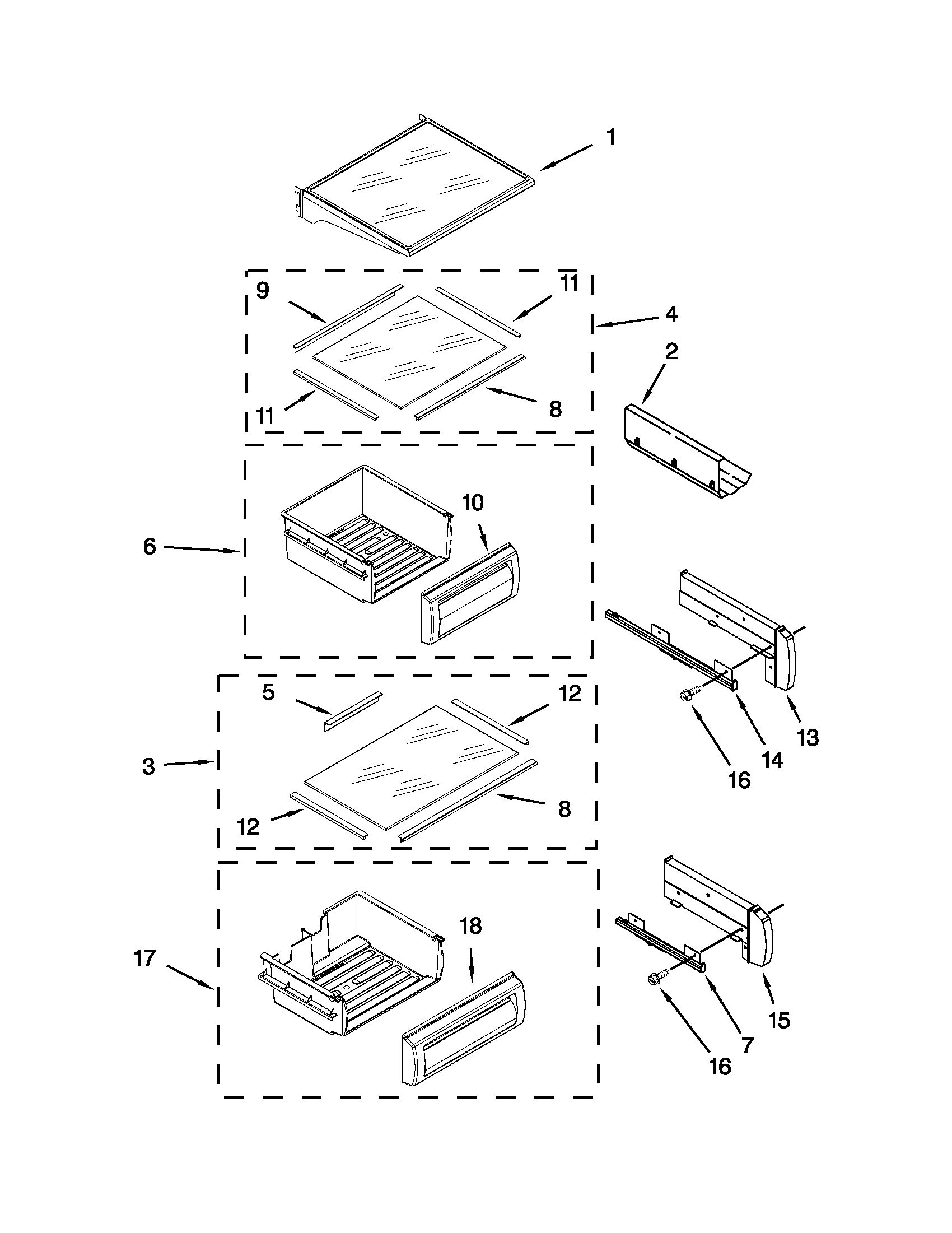 Refrigerator shelf parts