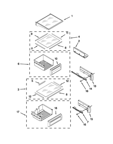 Refrigerator shelf parts