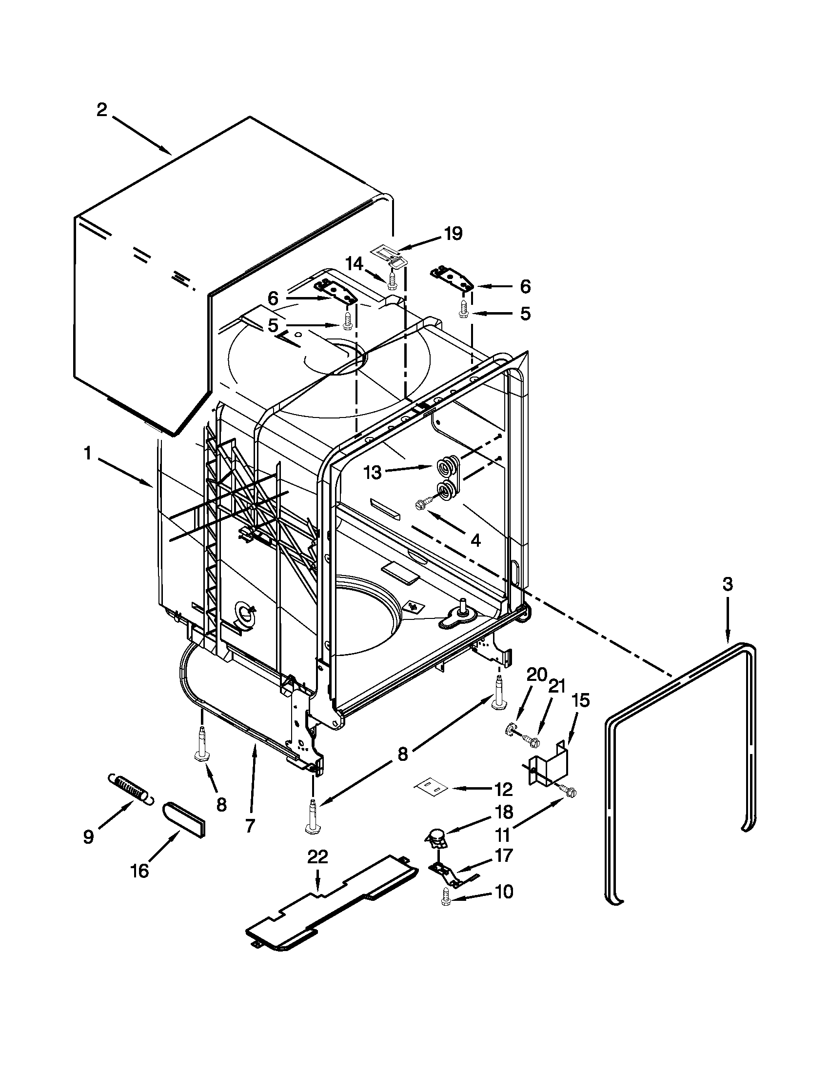 TUB AND FRAME PARTS