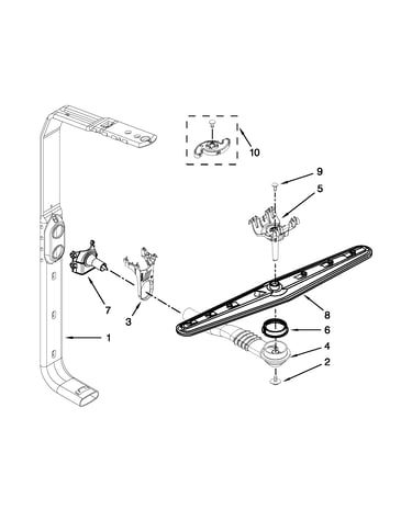 Upper wash and rinse parts