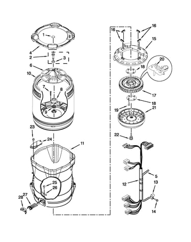Motor, basket and tub parts